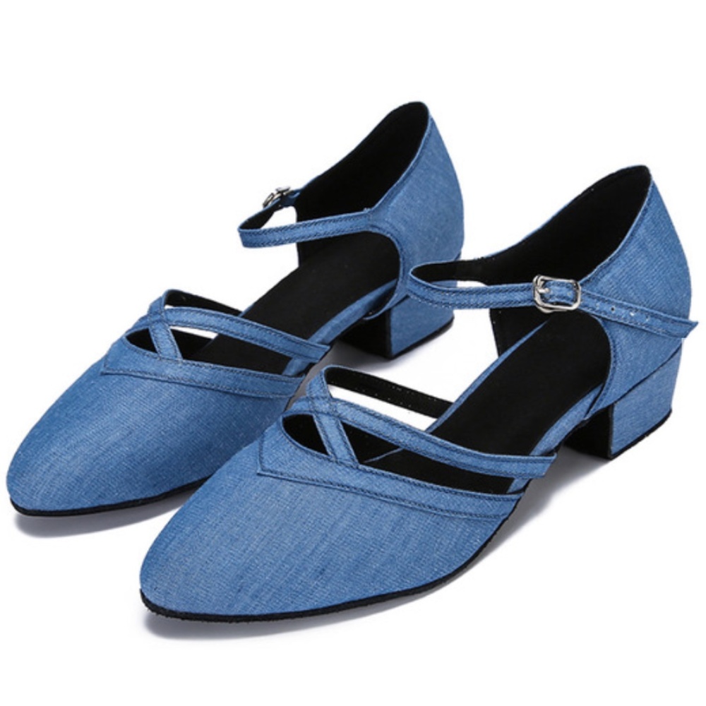 Brand New Blue Denim Ballroom Dance Shoes